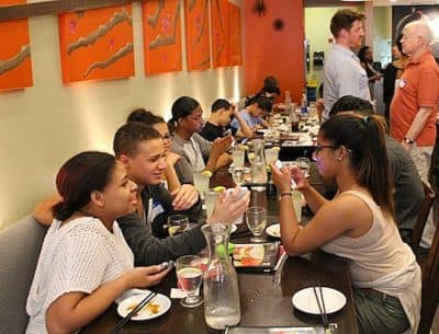 A Company One social gathering before an open rehearsal for "Edith Can Shoot Things and Hit Them." (Courtesy Lauren Miller)