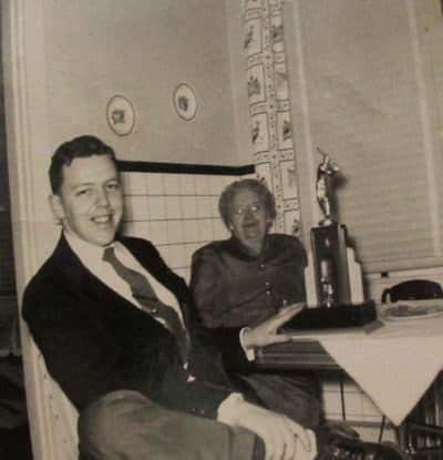 Jack and Genevieve Sanford with one of Jack's trophies. (Courtesy Photo)