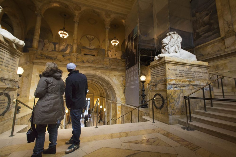 The BPL's grand staircase (Jesse Costa/WBUR)