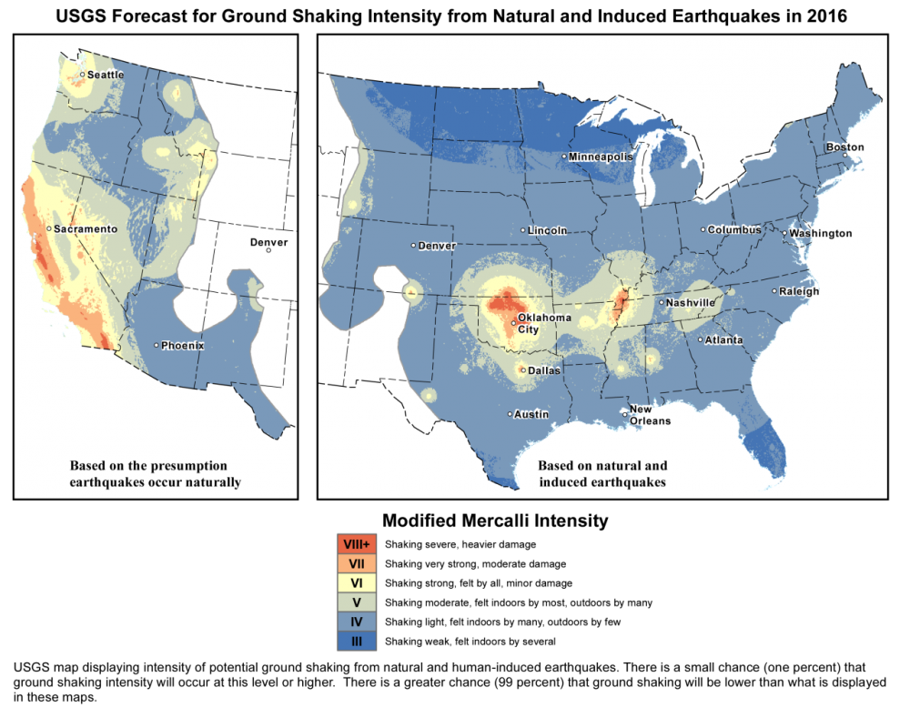 Earthquake Hazard Map Includes Human Caused Quakes For First Time 