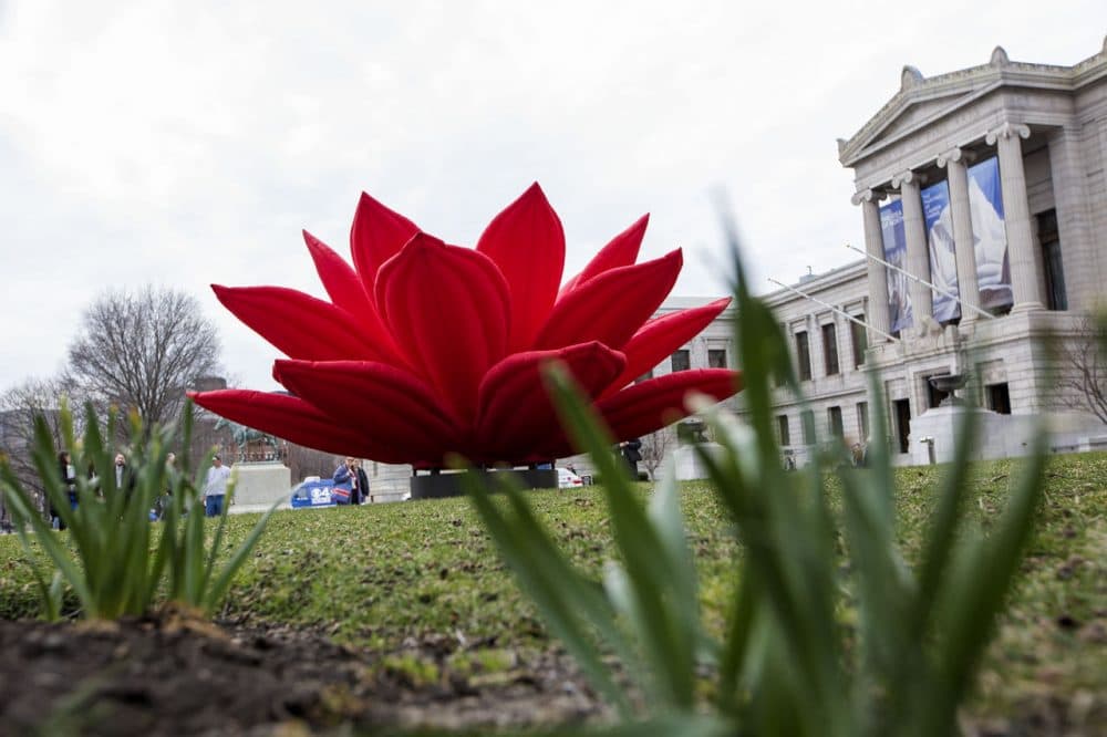 Artist Choi Jeong Hwa says his "Breathing Flower" lures people from the street into the museum. (Jesse Costa/WBUR)