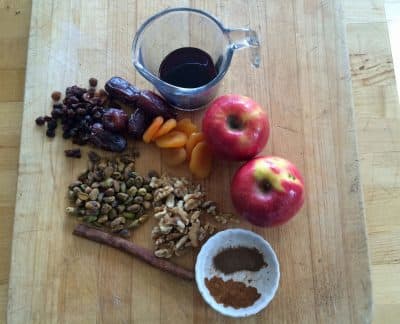 Ingredients for the charoset. (Kathy Gunst)