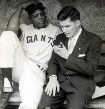 Throughout his career, baseball broadcaster Ed Lucas has had the opportunity to interview some of the game's greatest players, like Willie Mays. (Courtesy of Ed Lucas)