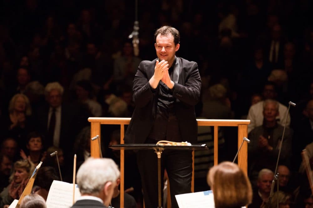 Nelsons after perfroming Shostakovich's Symphony No. 8. (Courtesy Michael Blanchard/Boston Symphony Orchestra)