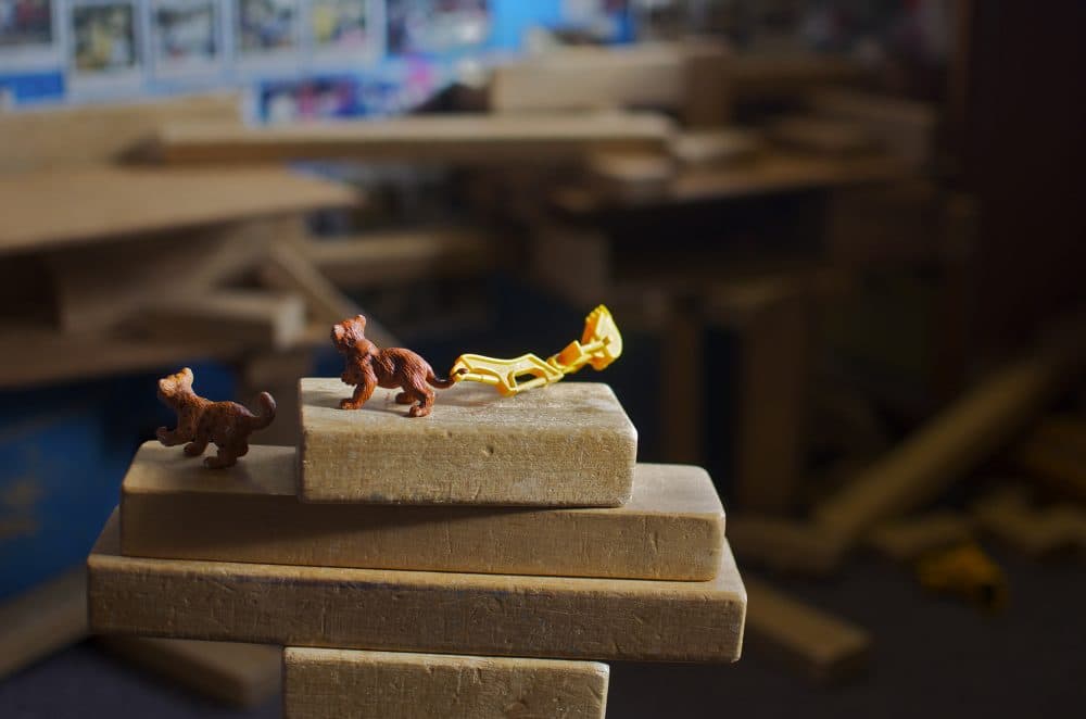 David Weinstein keeps a block area, sandbox and water toys in his first grade classroom. He says that's rare now that play time has been phased out of primary education. (Sharon Brody/WBUR)