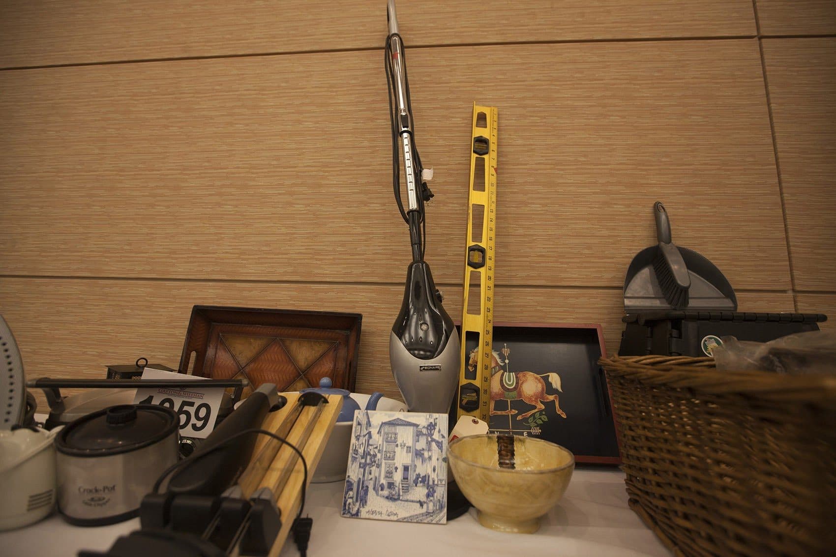 Among Bulger's household items being auctioned off -- a steam mop. (Joe Difazio for WBUR)