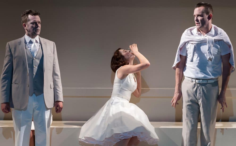 From left to right, Tom O'Keefe, Kelley Curran and Eric Tucker in "What You Will." (Courtesy A.R. Sinclair Photography/Nora Theatre Company)