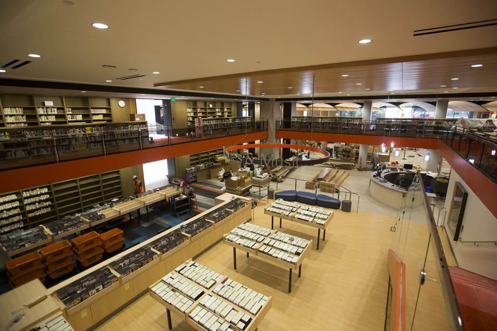 The Boston Public Library's new movies and music section. (Joe Difazio for WBUR)