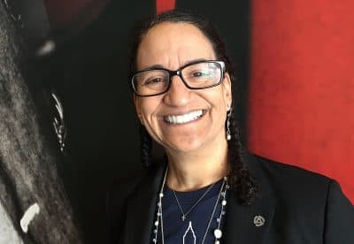 Meredith Rutledge-Borger, associate curator at the Rock and Roll Hall of Fame, at the museum in Cleveland. (Jill Ryan/Here & Now)