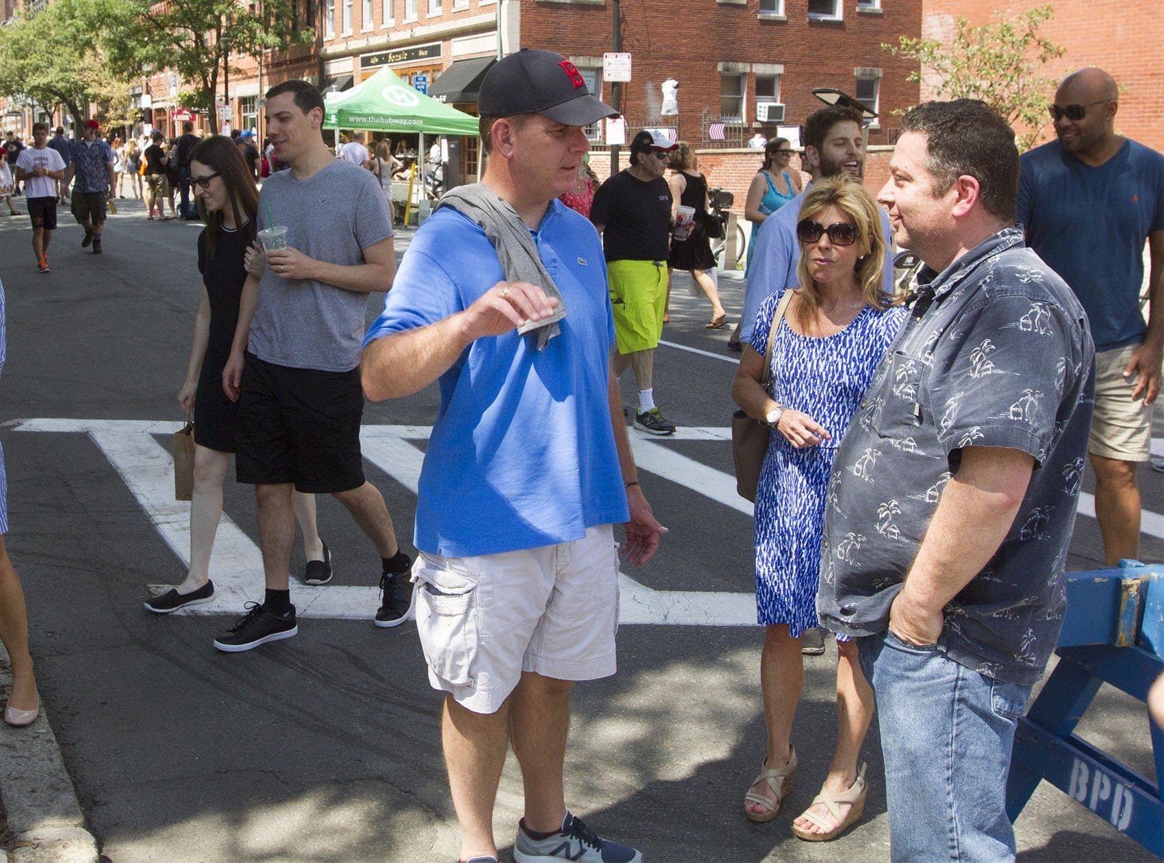 Boston Mayor Marty Walsh stopped by the Open Newbury Street event. (Joe Difazio for WBUR)