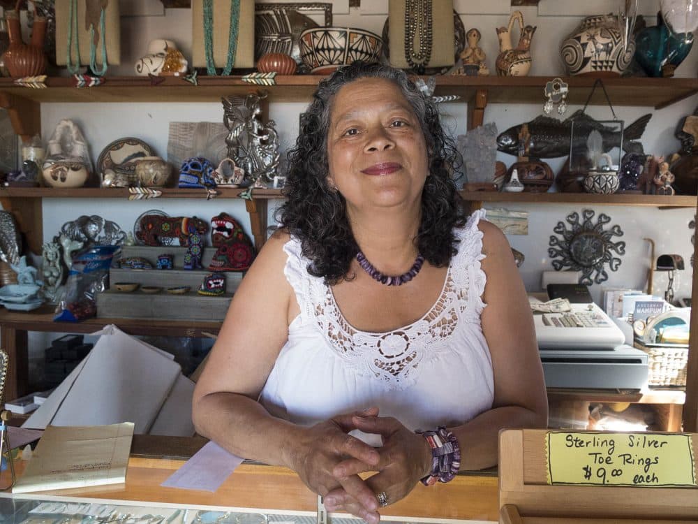 Berta Welch is owner of the Stony Creek Gift Shop, which originally opened 75 years ago. (Andrea Shea/WBUR)
