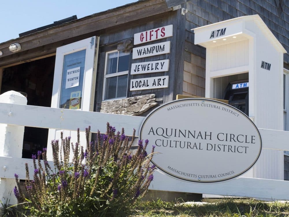 A new sign establishing the area as a cultural district (Andrea Shea/WBUR)