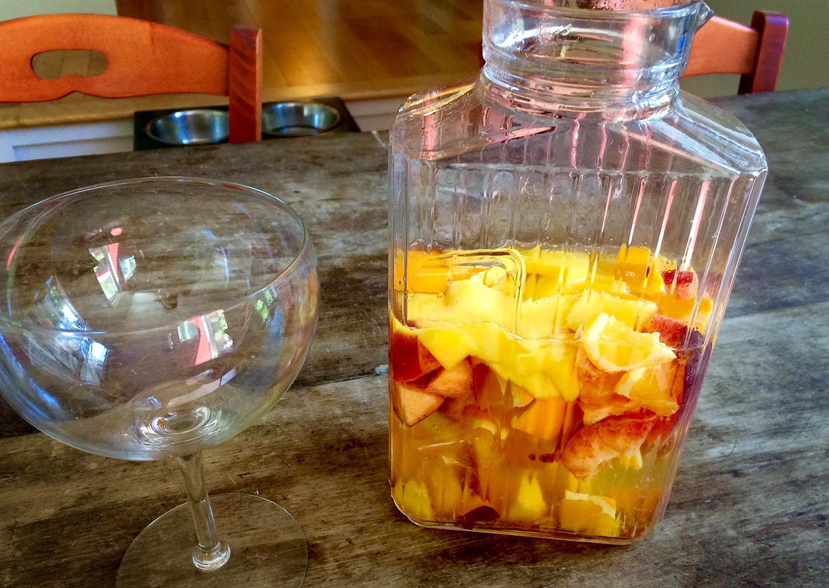 Kathy's white summer fruit sangria. (Kathy Gunst for Here & Now)