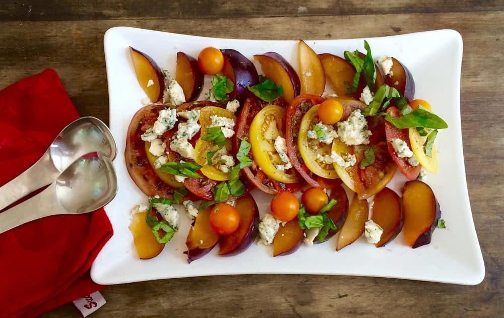 Kathy's tomato plum salad. (Kathy Gunst for Here & Now)