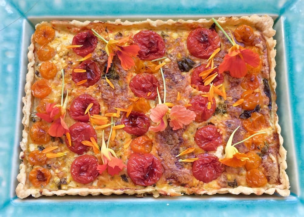 Kathy's roasted tomato and corn tart. (Kathy Gunst for Here & Now)