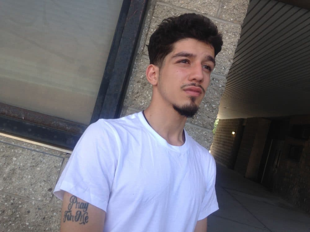 Omeron Kahn hopes to return to school at the Boston Adult Technical Academy after dropping out. (Tonya Mosley/WBUR)