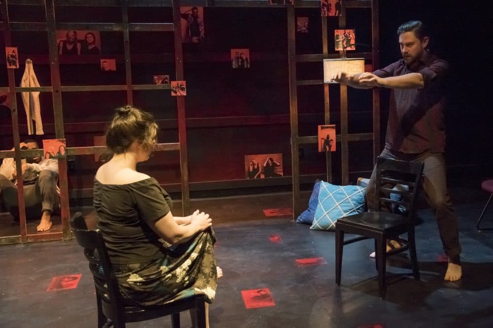 Esme Allen as Charlotte and Jeremy Browne as Victor in Bridge Rep's production of "Dog Paddle." (Courtesy Andrew Brilliant)