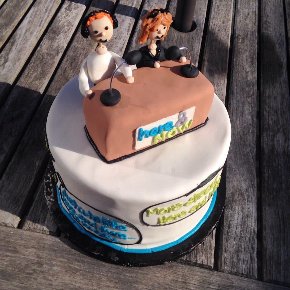 When she's not running in the Andes, Karyn bakes amazing cakes like this one she made earlier this year for the Radio Cake Bakeoff. (Here & Now)