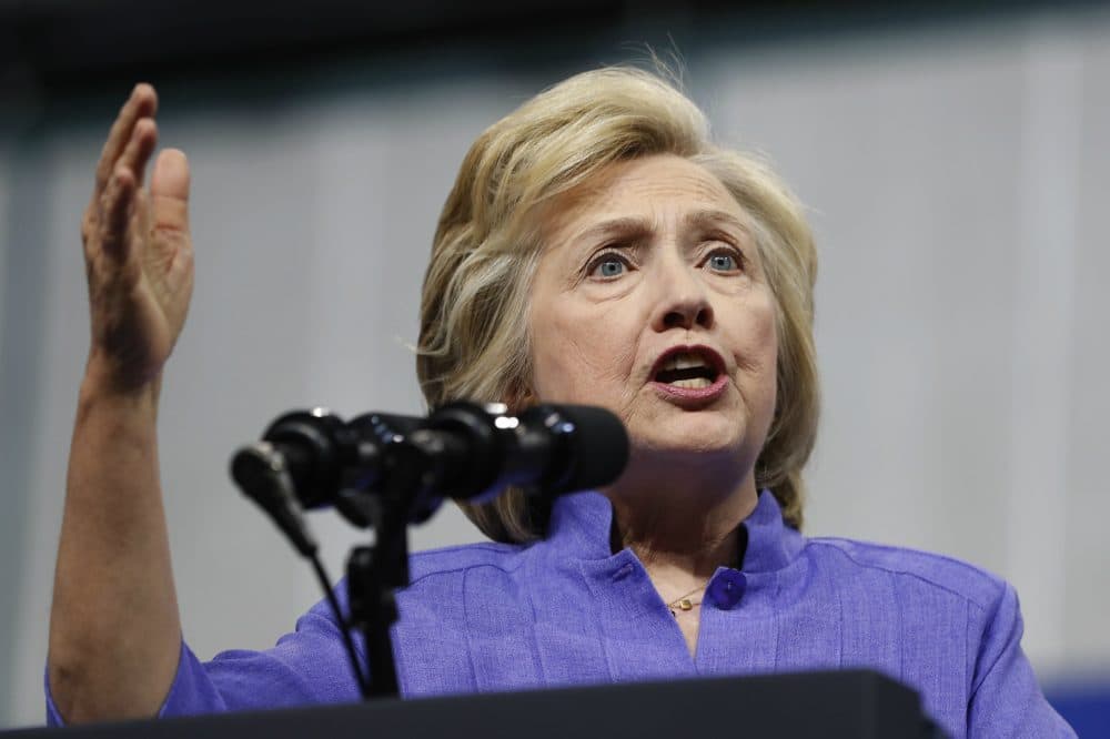 Democratic presidential candidate Hillary Clinton speaks at a campaign event at Riverfront Sports in Scranton, Pa., Monday, Aug. 15, 2016. (Carolyn Kaster/AP)