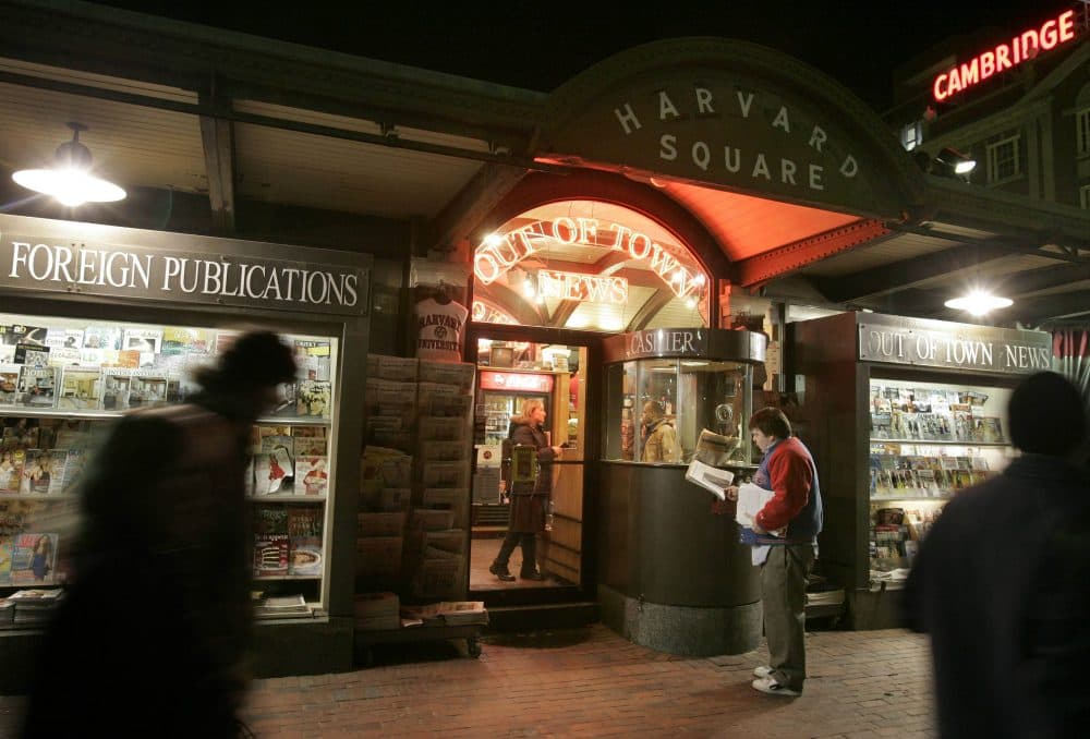 Out of Town News, an incomparable international newsstand housed by the city next to the MBTA Red Line entrance, faces an uncertain future. (Steven Senne/AP)