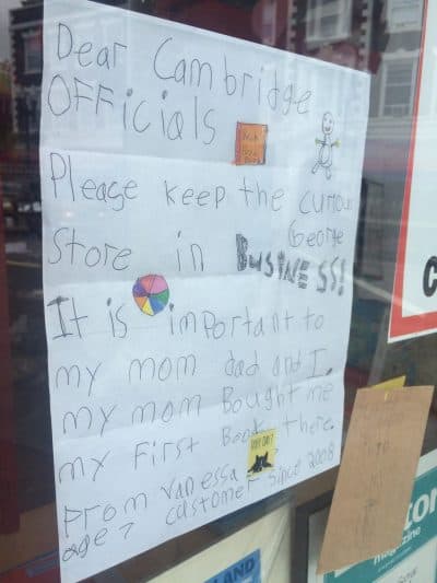 A plea to save the Curious George Store from Vanessa, age 7, a customer "since 2008." (Courtesy of Alex Green)