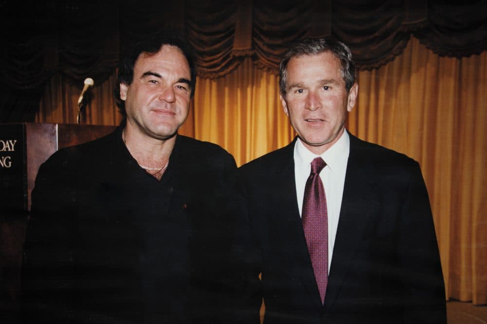 Oliver Stone at a 1998 Republican breakfast fundraiser in Beverly Hills. He'd gone there at the invitation of a friend to hear George W. Bush speak because the latter was being discussed as a possible presidential contender and Stone "wanted to see what he was about." (Courtesy of Oliver Stone and Ixtlan Productions)