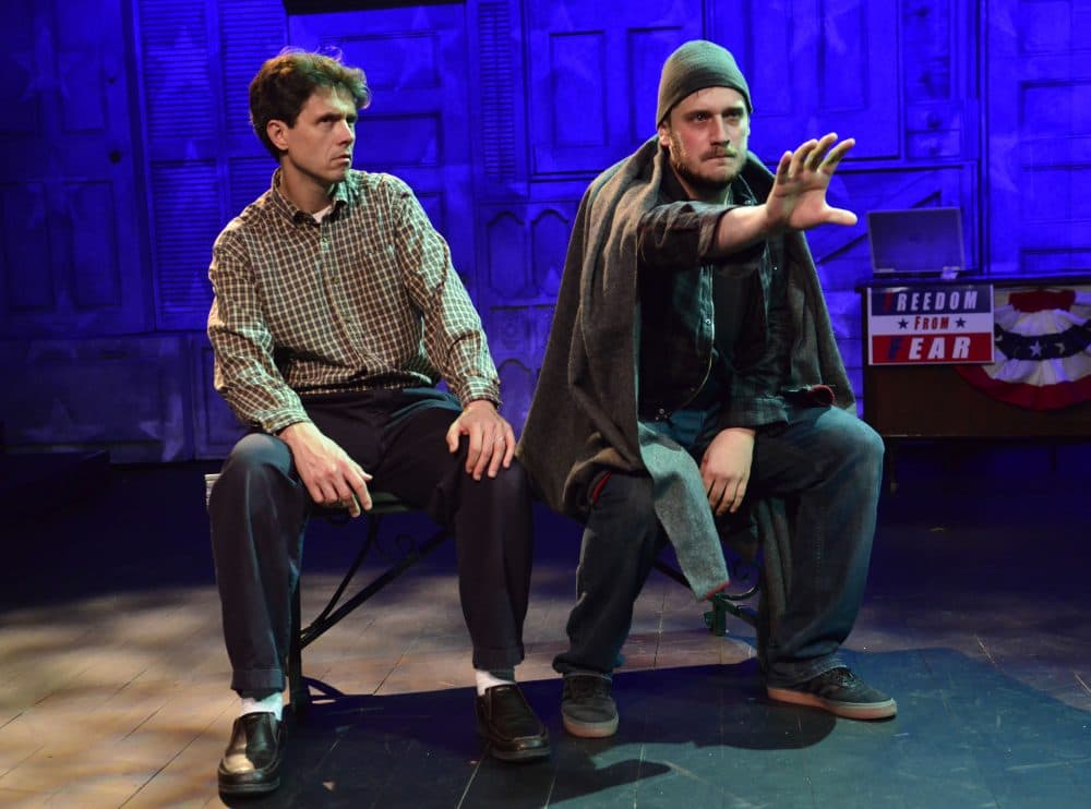 Lewis D. Wheeler and Alex Portenko in "The Totalitarians" at Gloucester Stage. (Courtesy of Gary Ng)