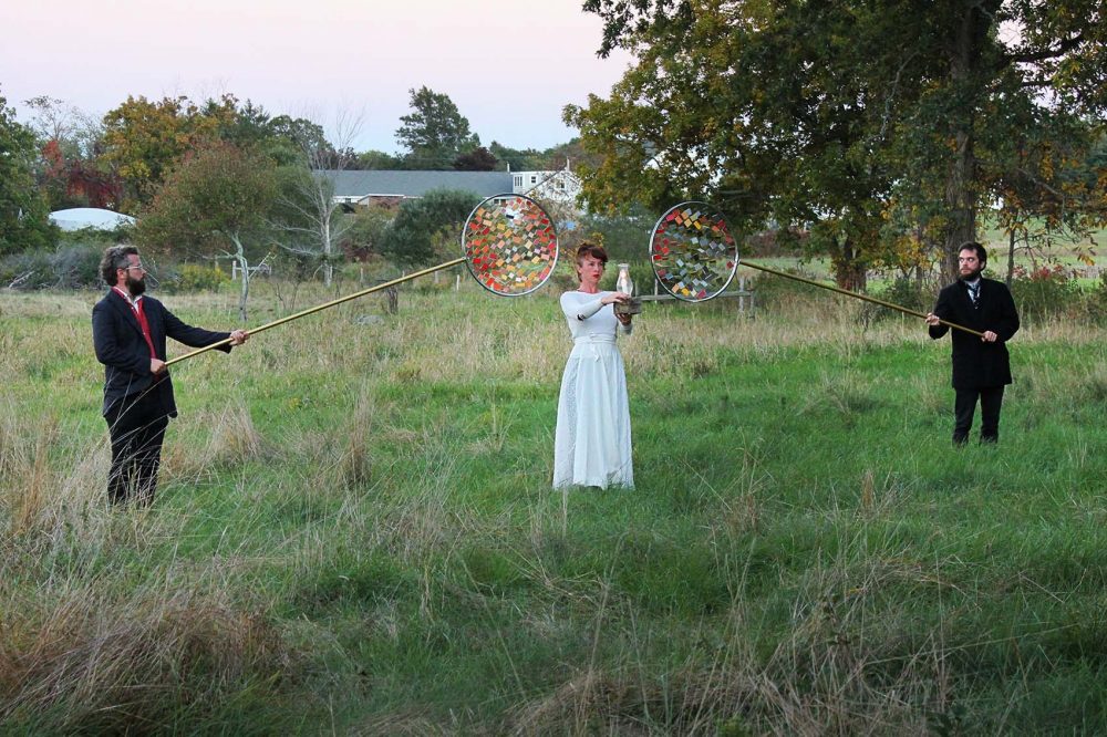 A performance of the "Surrealist Cabaret" in the town of Essex earlier this month (Sarah Ledbetter for WBUR)