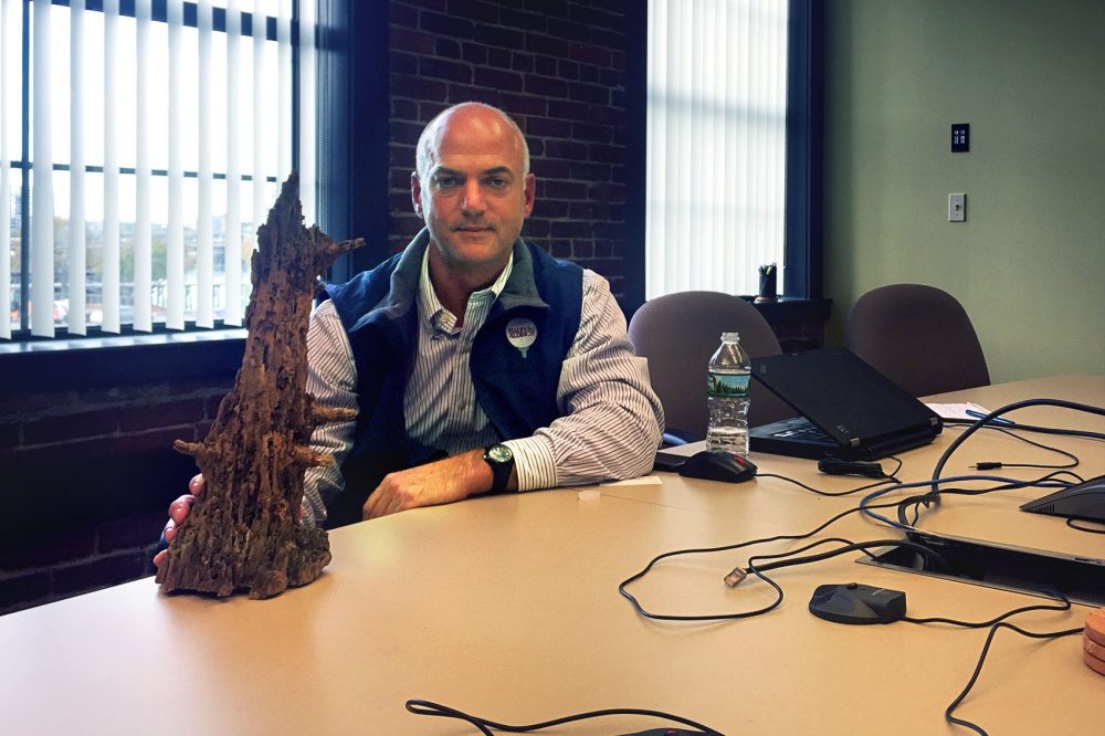 Mike Atwood, from Haley & Aldrich, in his office. (Fred Thys/WBUR)