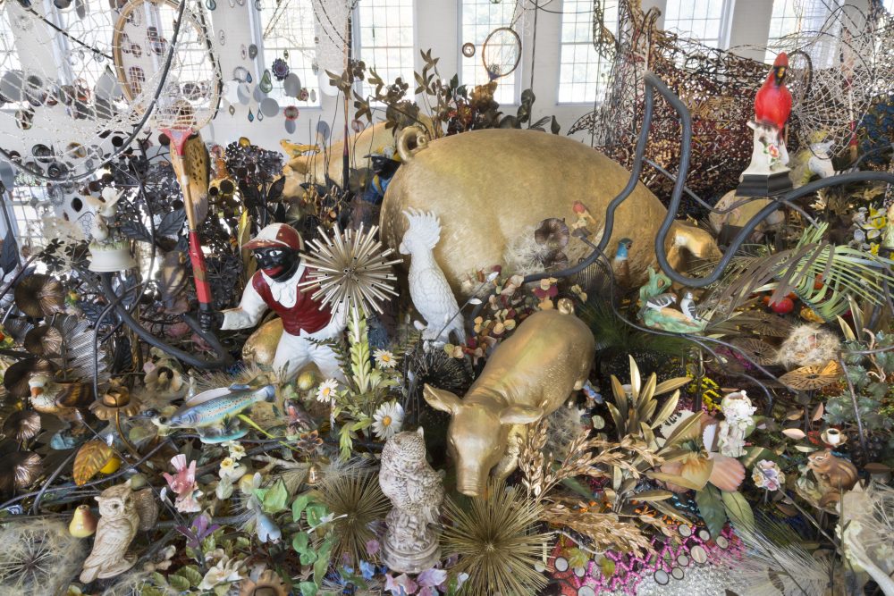 Nick Cave's "Until" includes 17 lawn jockeys in the image of a crude racial caricature. (Courtesy Douglas Mason/MASS MoCA)