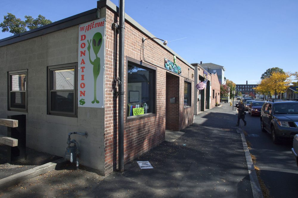 The Worcester Free Store is run by volunteers and is open about once a month. (Joe Difazio for WBUR)