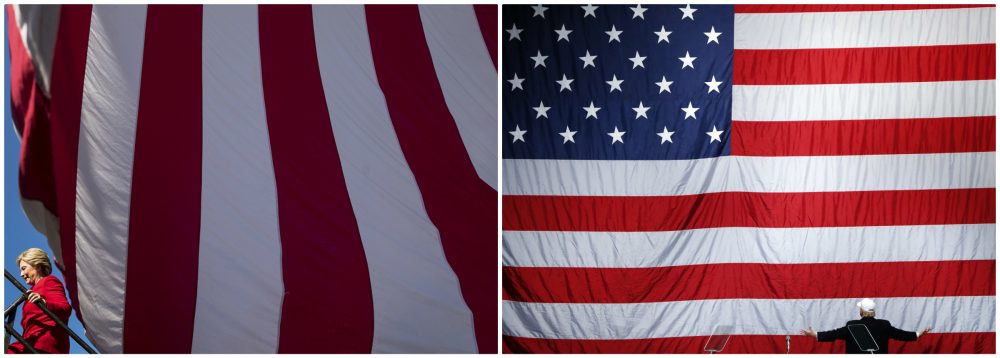 Hillary Clinton, pictured on Monday, and Donald Trump, pictured on Sunday (AP)