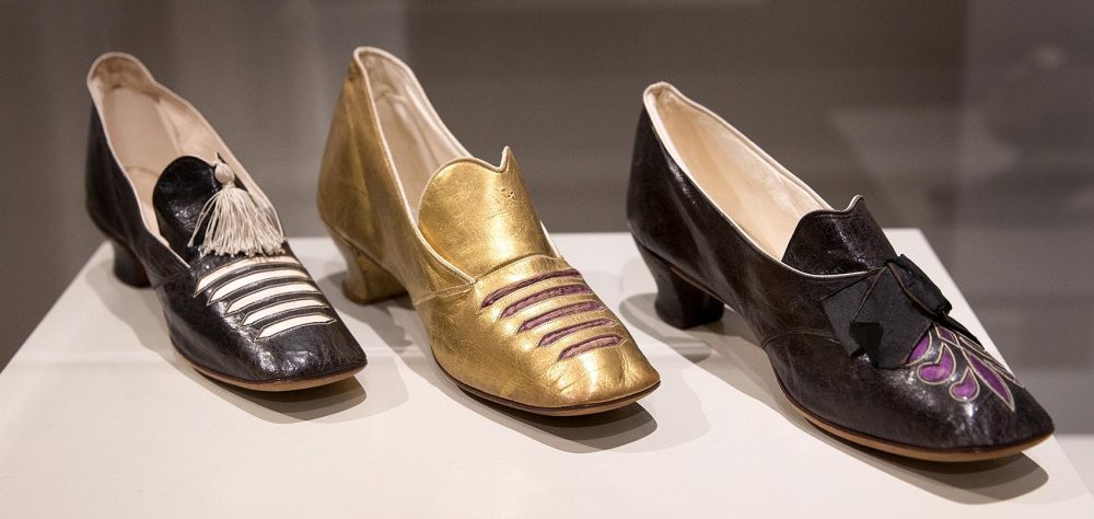 1876 shoes by Goodrich and Porter, made in Haverhill. (Robin Lubbock/WBUR)