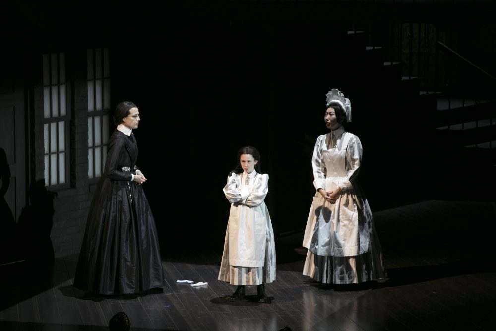 Kate Levy, Morgan Jamie Bénard and Jo Mei in A.R.T.'s "Fingersmith." (Courtesy Evgenia Eliseeva/American Repertory Theater)