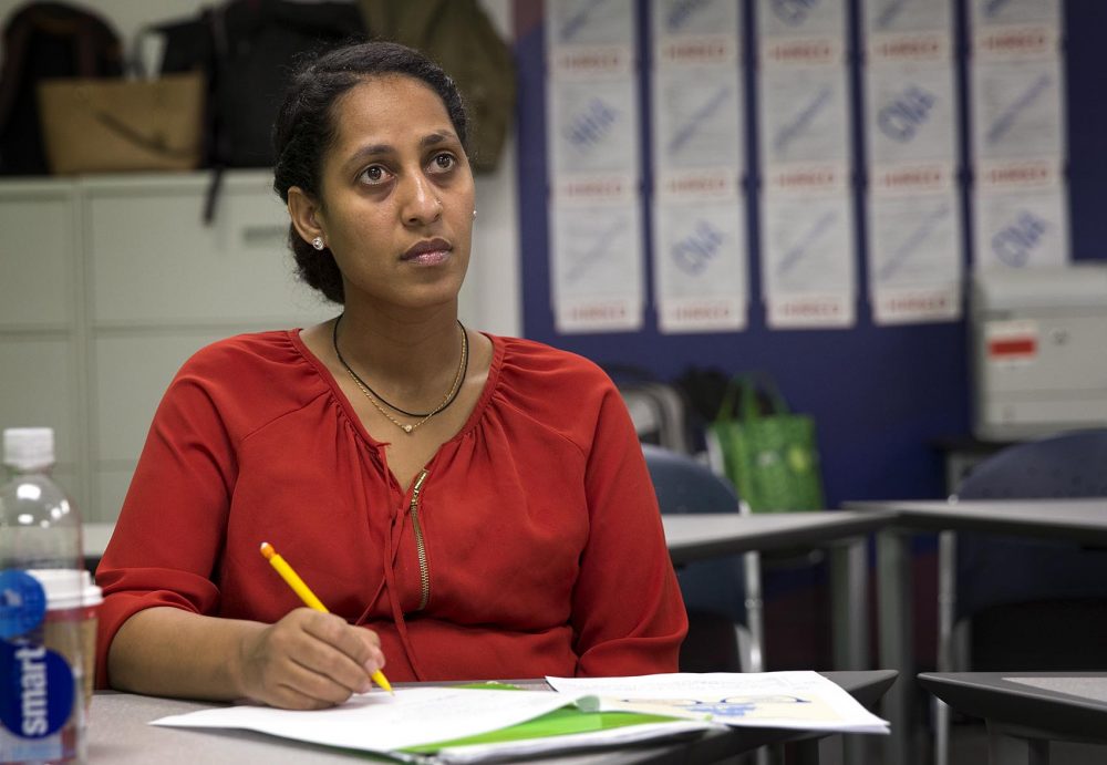 Ayehu Lakew, 30, is from Ethiopia, and has been living in the U.S. for four years. (Robin Lubbock/WBUR)