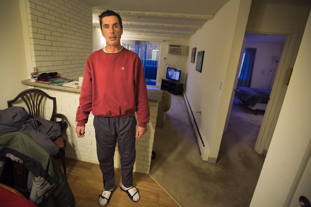 Joey in his new apartment (Jesse Costa/WBUR)