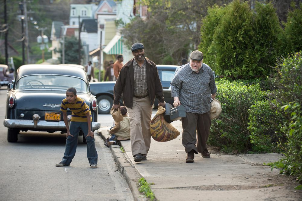 Denzel Washington as Troy Maxson and Stephen McKinley Henderson as Jim Bono in "Fences." (Courtesy Paramount Pictures)