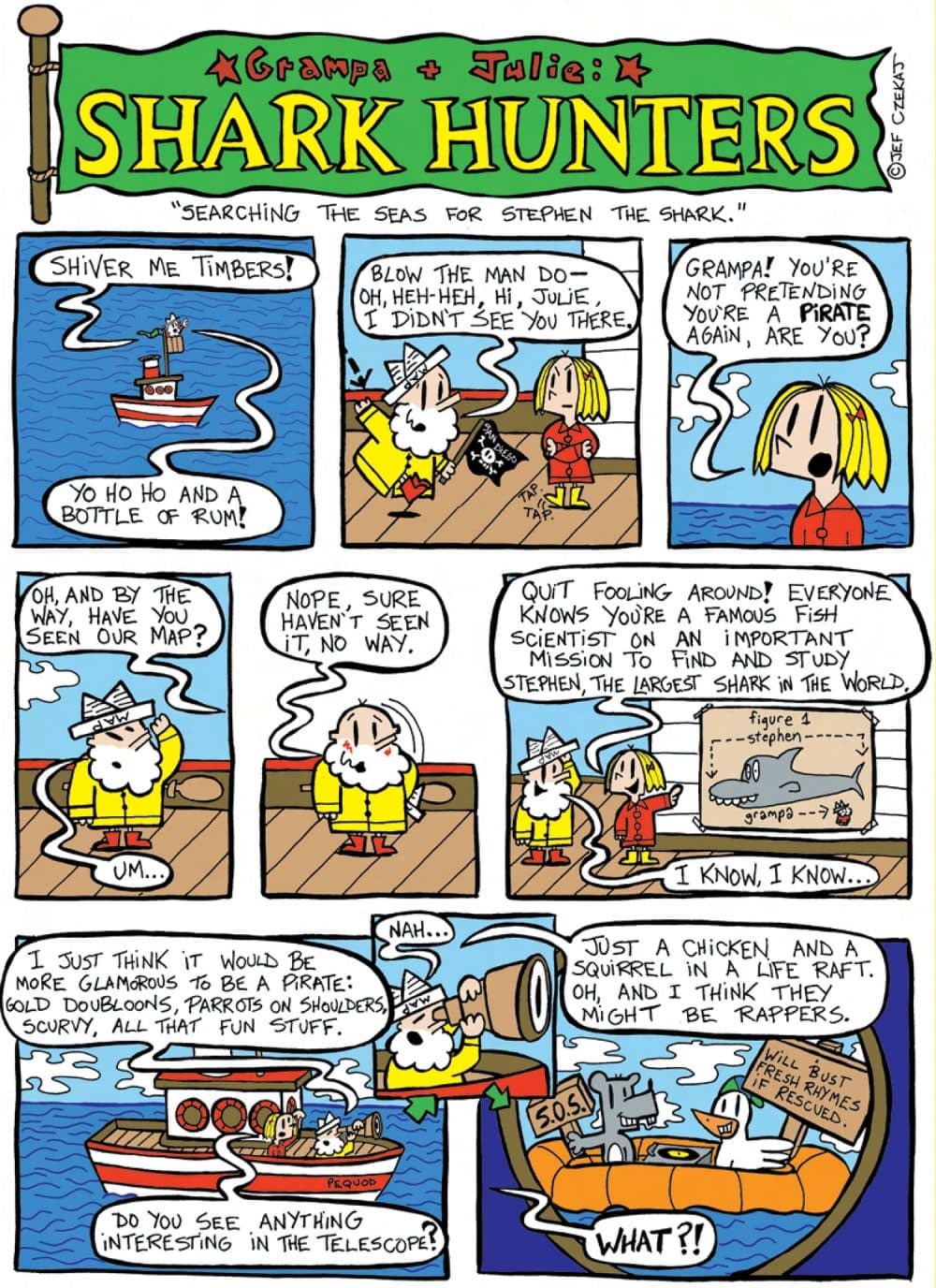 Jef Czekaj's "Grandpa and Julie: Shark Hunters" comic from Nickelodeon magazine. (Courtesy of Jef Czekaj)