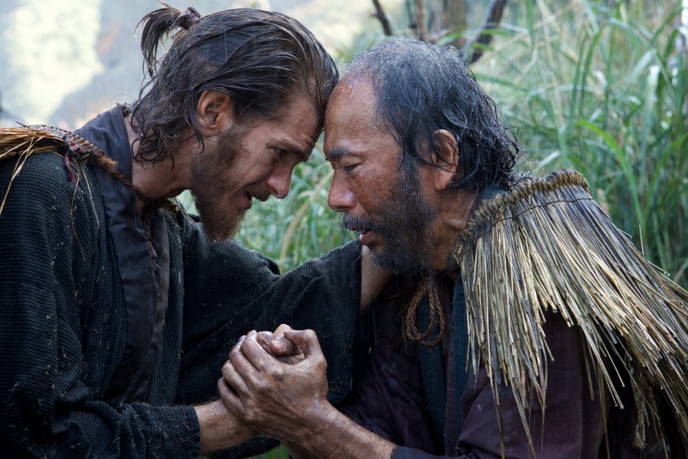 Andrew Garfield as Father Rodrigues and Shinya Tsukamoto as Mokichi in the "Silence." (Courtesy Kerry Brown/Paramount Pictures)