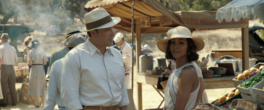 Ben Affleck and Zoe Saldana in "Live By Night." (Courtesy Warner Bros. Pictures)