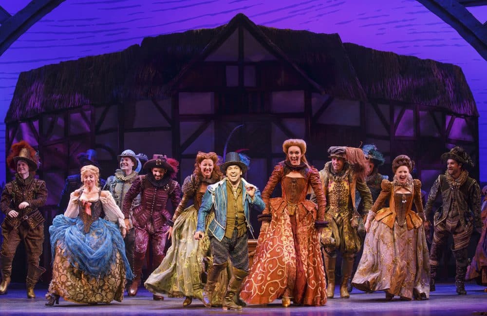 Touring cast of "Something Rotten!" with Rob McClure centerstage. (Courtesy Joan Marcus/Broadway in Boston)