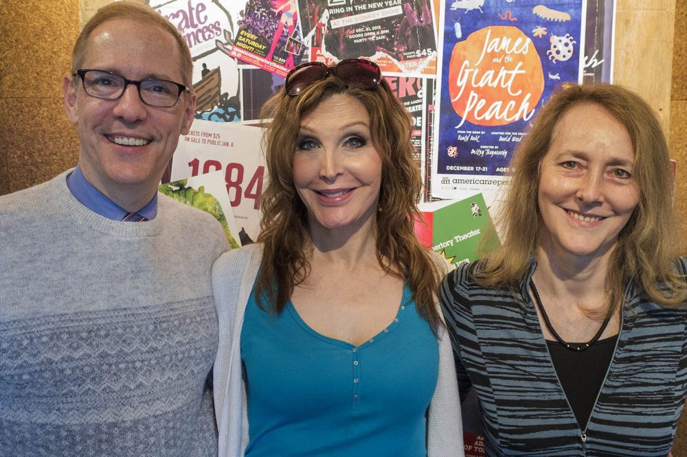 "Trans Scripts" playwright Paul Lucas, actress Bianca Leigh and director Jo Bonney. (Andrea Shea/WBUR)