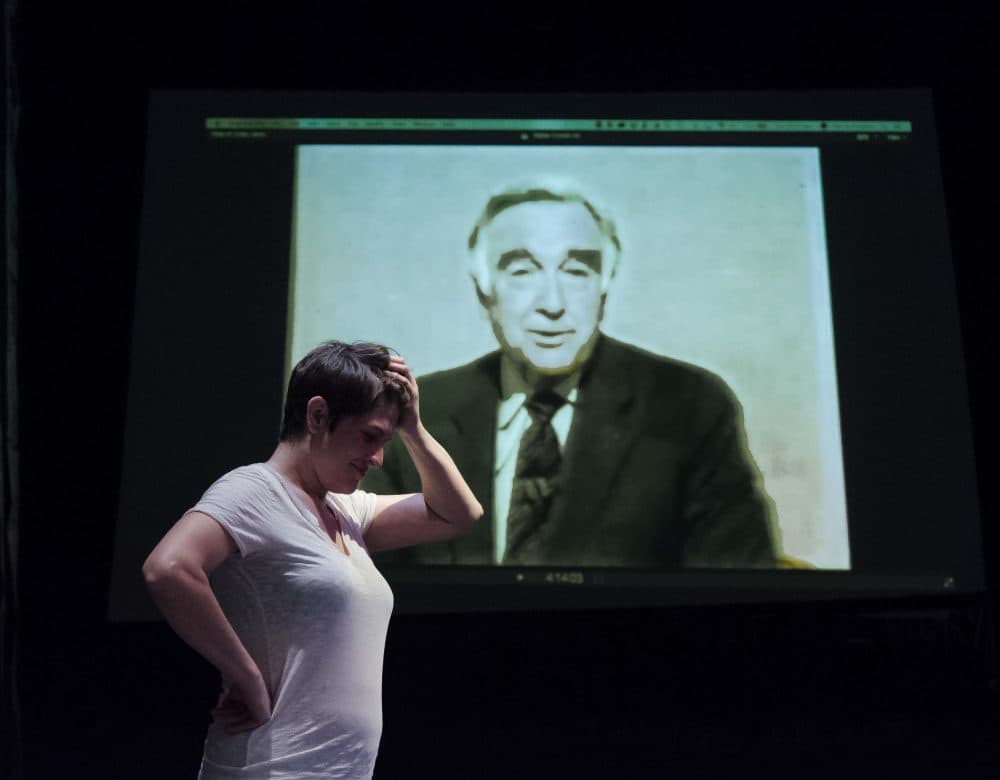 Georgia Lyman takes on the role of Augustine Early, a crooked journalist who has made an art of clawing her way up the professional ladder. (Courtesy Kalman Zabarsky/Boston Playwrights' Theatre)