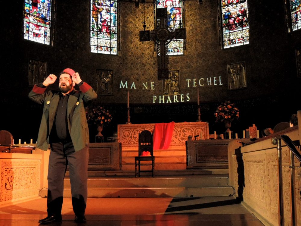 Belshazzar in an earlier production of Boston Camerata's "Play of Daniel," conceived and directed by Anne Azéma. (Courtesy Joel Cohen)