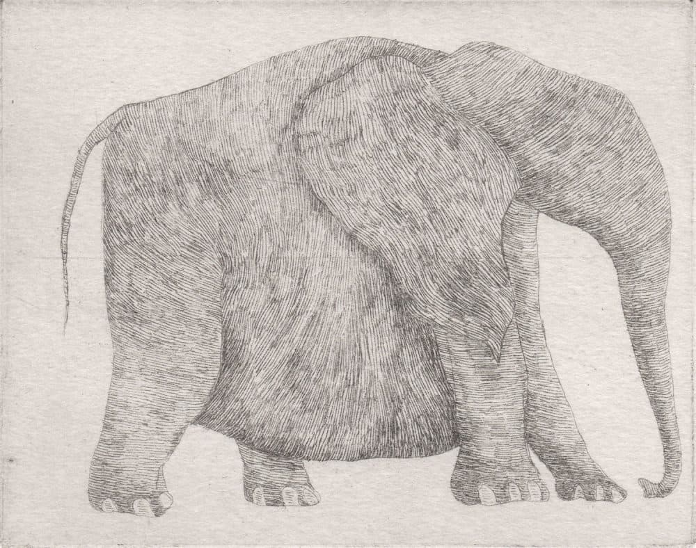 Edward Gorey, "Groomed Elephant Turning Right." (©Edward Gorey Charitable Trust)