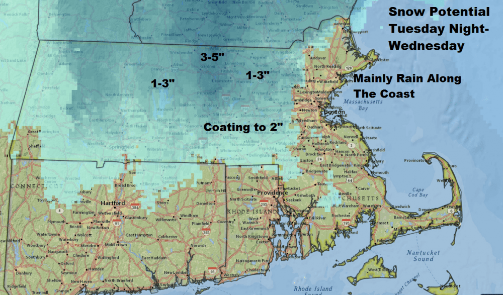 The most snow will fall in the higher elevations of Worcester and Franklin counties. (Dave Epstein/WBUR)