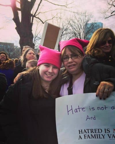 The author, Judy Bolton-Fasman, and her daughter, Anna, at the Jan. 21 Women's March in Boston. (Courtesy of Judy Bolton-Fasman)
