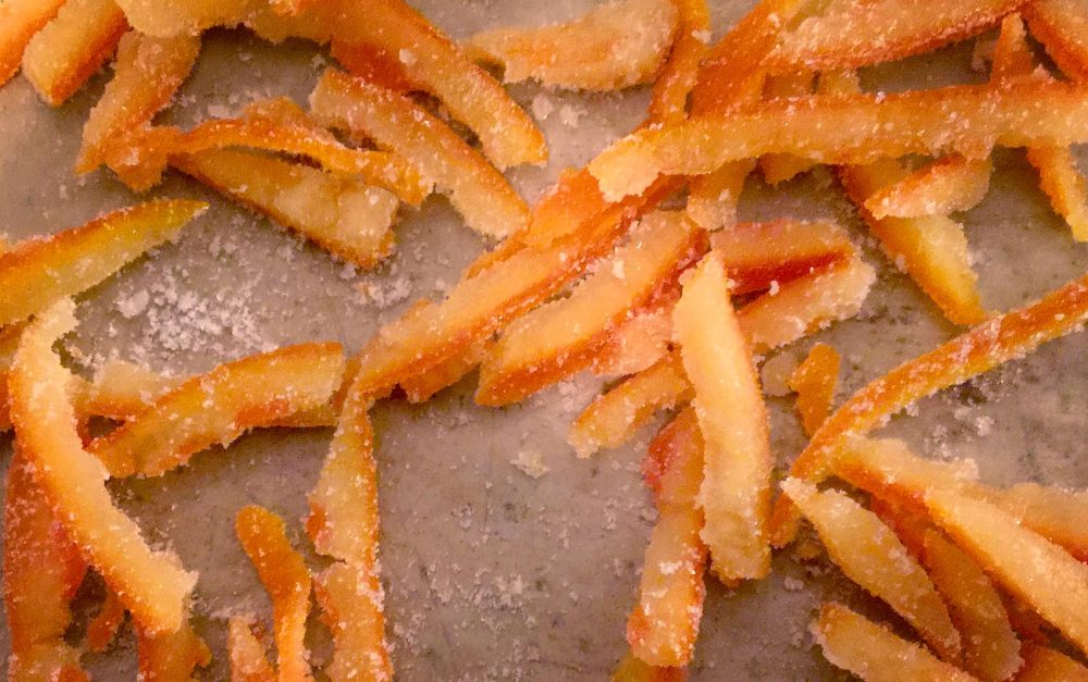 Kathy's candied citrus peel. (Kathy Gunst for Here & Now)