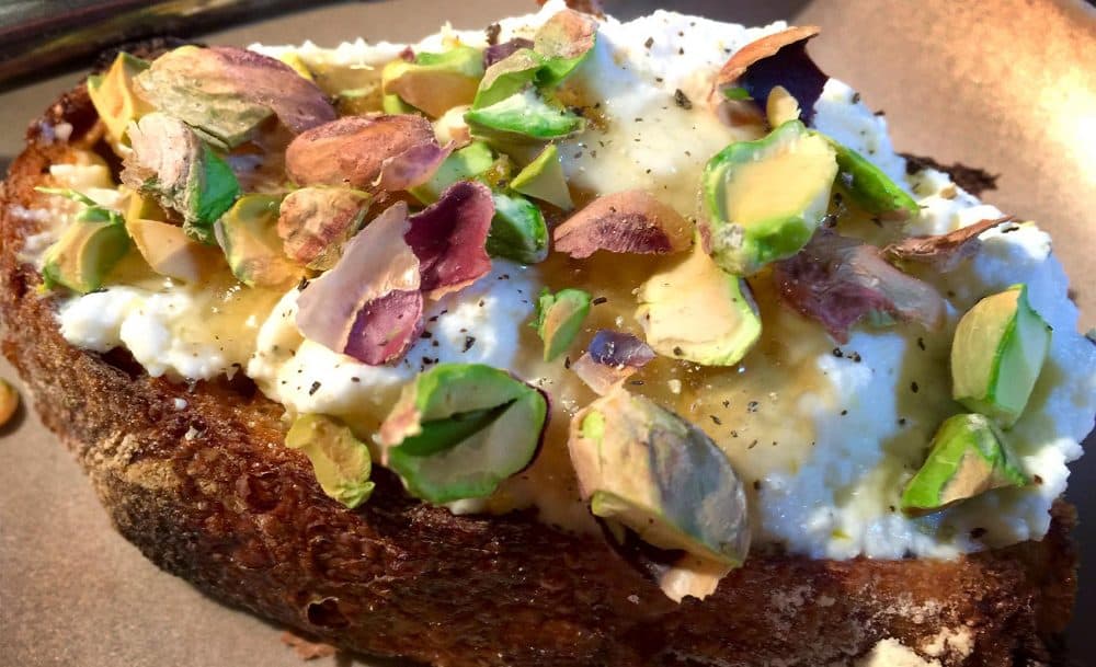 Kathy's ricotta tartine. (Kathy Gunst for Here & Now)