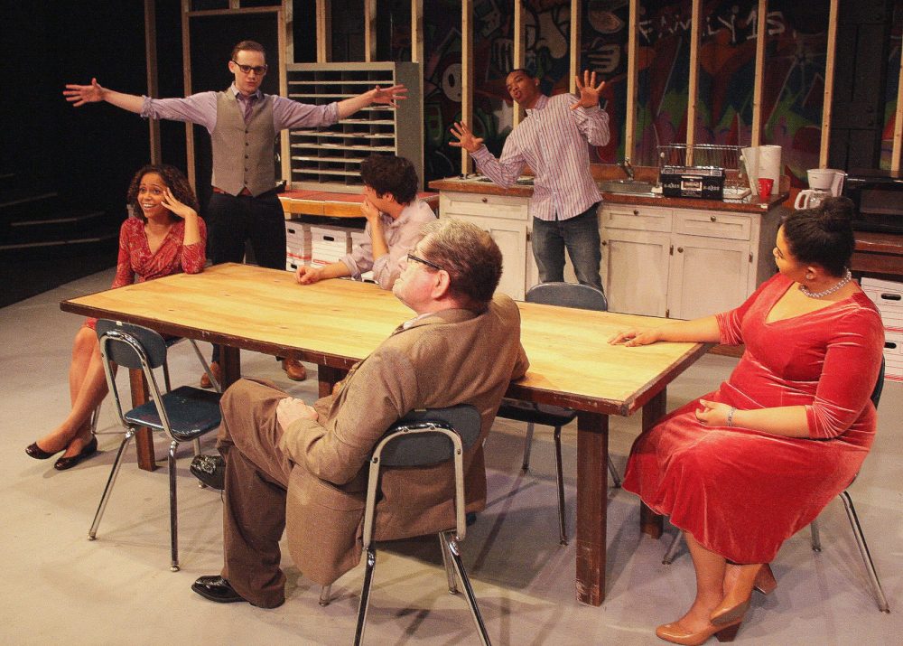 The cast of Zeitgeist Stage Company perform "Exit Strategy" at the Boston Center for the Arts in the South End. (Courtesy Richard Hall/Silverline Images)